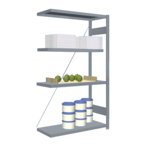 Edelstahl Regal Anbaufeld - HxBxT 1750x1010x435mm - 4 Edelstahlböden - Fachlast 200kg - Einseitig