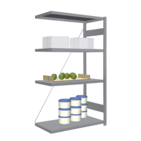 Edelstahlregal Anbaufeld - 1750x1010x535 mm, 200 kg Fachlast, 4 Edelstahlböden, einseitig