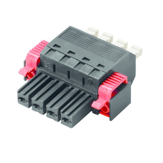Buchsenleiste - Leiterplattensteckverbinder, 1000 V, 41 A, 7.62 mm Raster, 6 mm², 4-polig, PUSH IN mit Betätigungselement