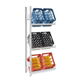Getränkekistenregal Anbaufeld - HxBxT 1750x760x335mm, Fachlast 100kg, 3 Traversen, einseitig, Ständer und Traversen in RAL7035